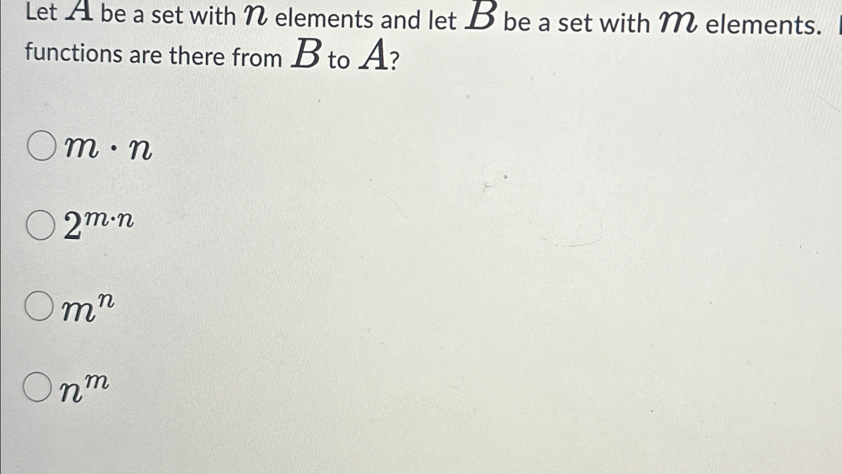 Solved Let A Be A Set With N Elements And Let B Be A Set Chegg