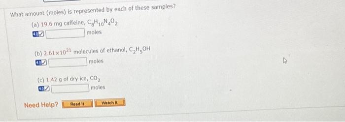 Solved What Amount Moles Is Represented By Each Of These Chegg