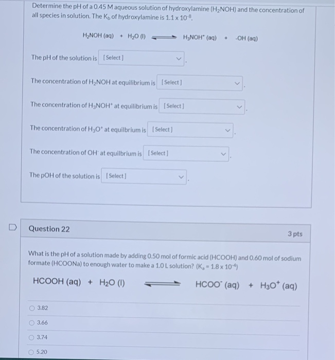 Solved Determine The PH Of A 0 45 M Aqueous Solution Of Chegg