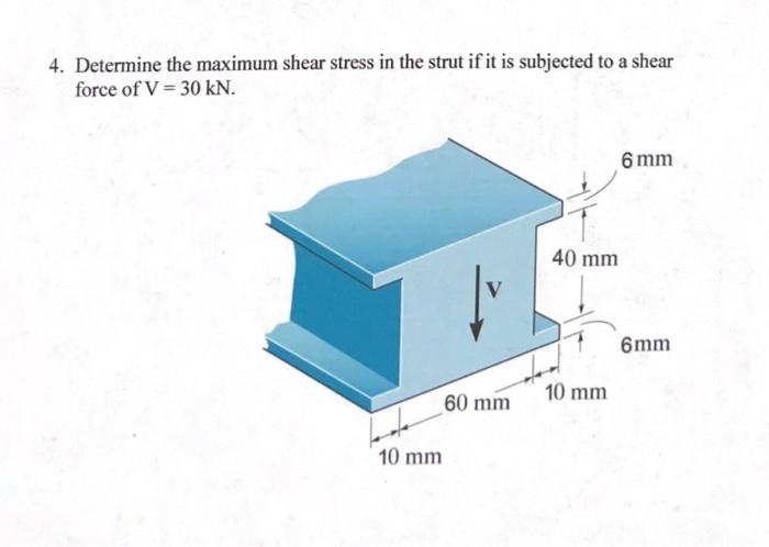 Solved 4 Determine The Maximum Shear Stress In The Strut If Chegg