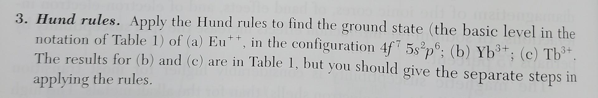 Solved Hund Rules Apply The Hund Rules To Find The Chegg