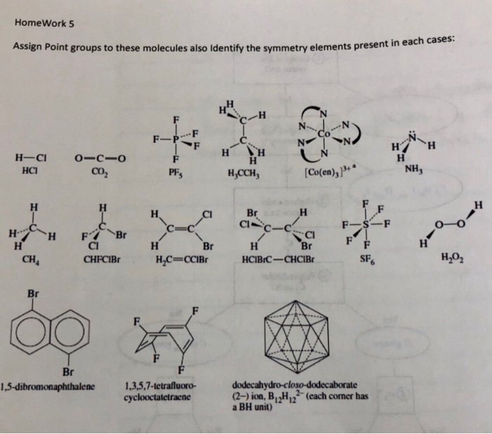 Solved Home Work 5 Assign Point Groups To These Molecules Chegg