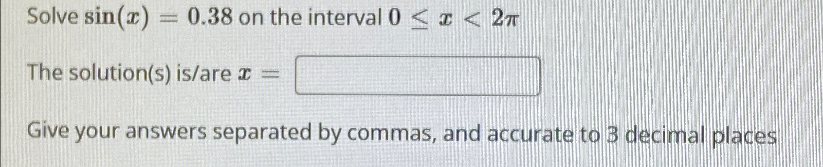 Solved Solve Sin X On The Interval X