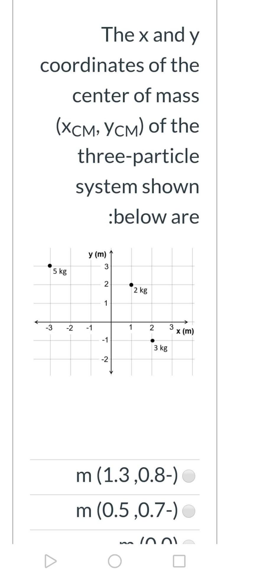 Solved The X And Y Coordinates Of The Center Of Mass Xcm Chegg