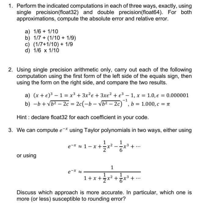 Solved Perform The Indicated Computations In Each Of Chegg