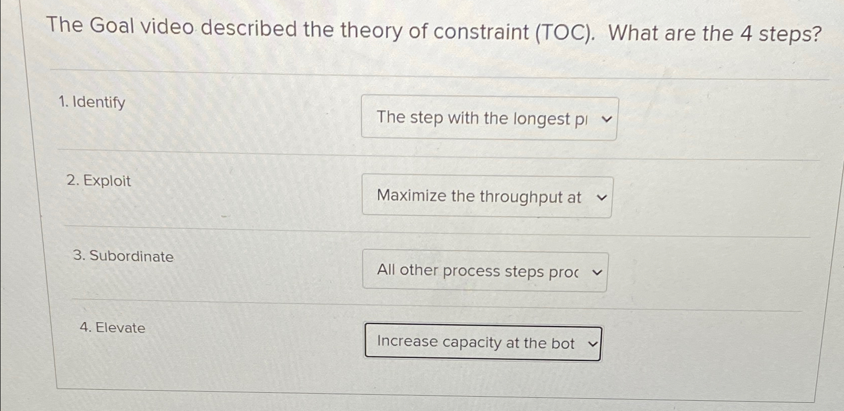 Solved The Goal Video Described The Theory Of Constraint Chegg