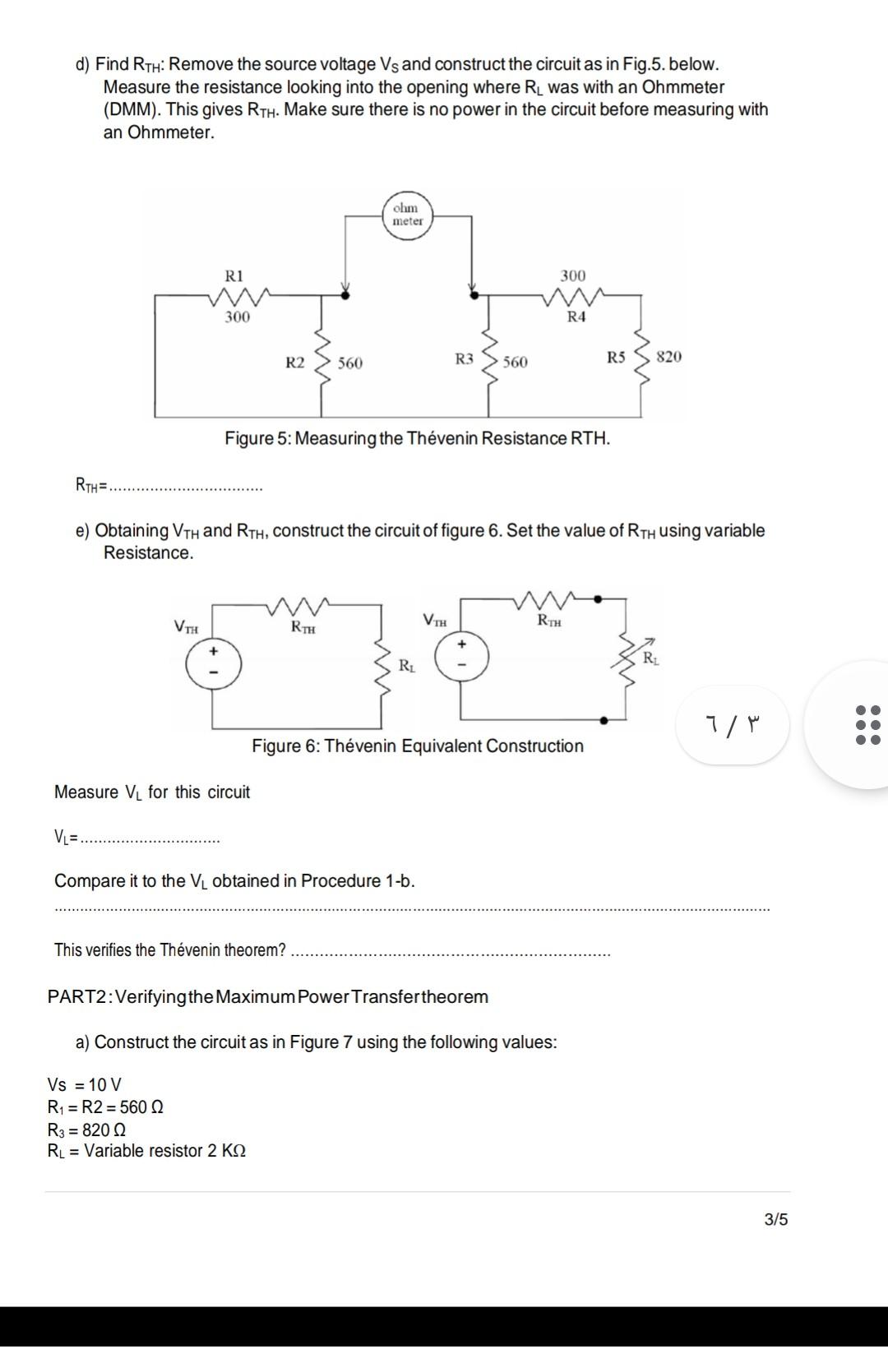 Solved Lab 9 Thévenin Equivalent Circuit and Maximum Power Chegg