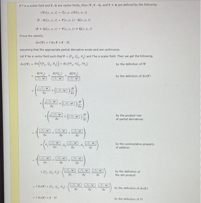 Solved If F Is A Scalar Field And F G Are Vector Fields Chegg