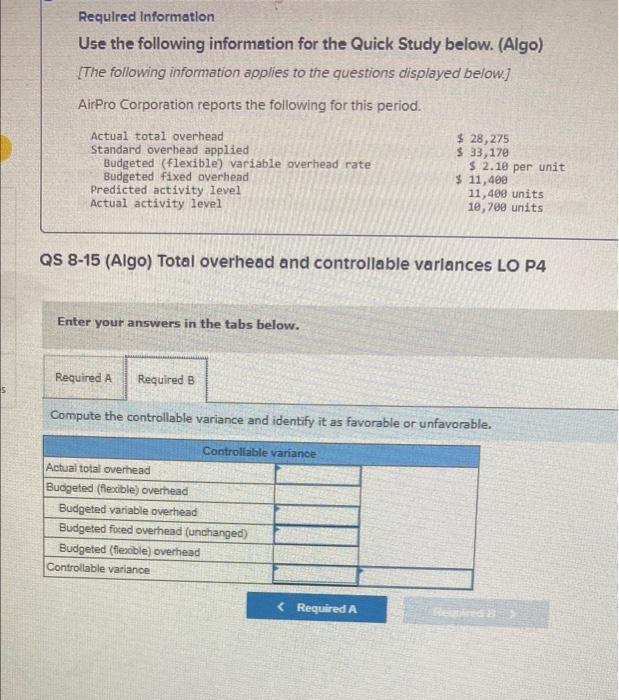 Solved Qs Algo Direct Labor Rate And Efficiency Chegg