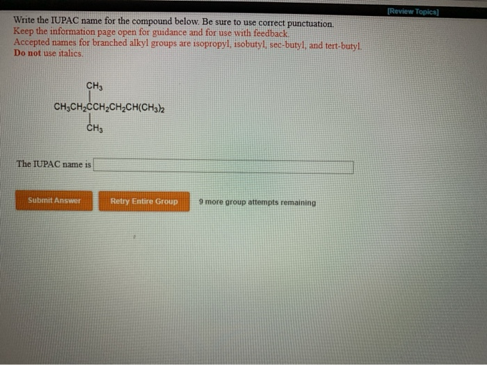 Solved Rew Topical Reference Write An Acceptable IUPAC Name Chegg