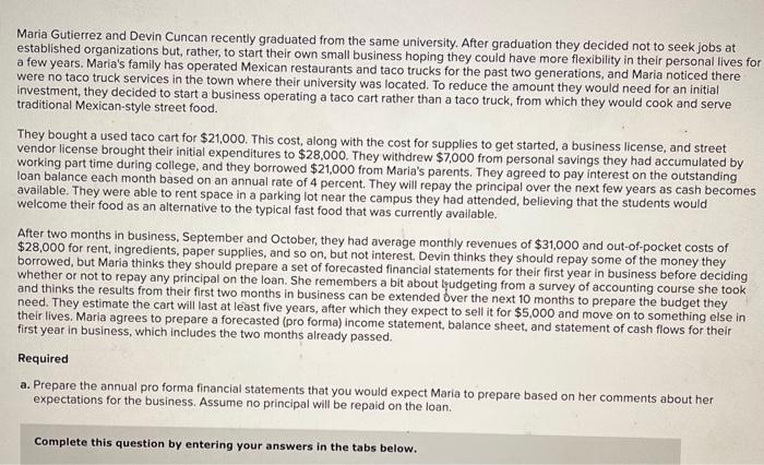 Solved Maria Gutierrez And Devin Cuncan Recently Graduated Chegg