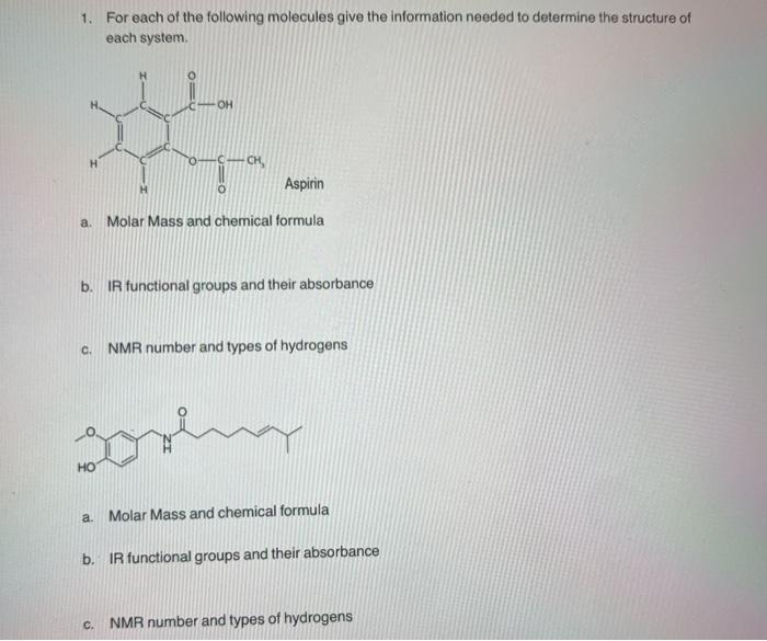 Solved 1 For Each Of The Following Molecules Give The Chegg