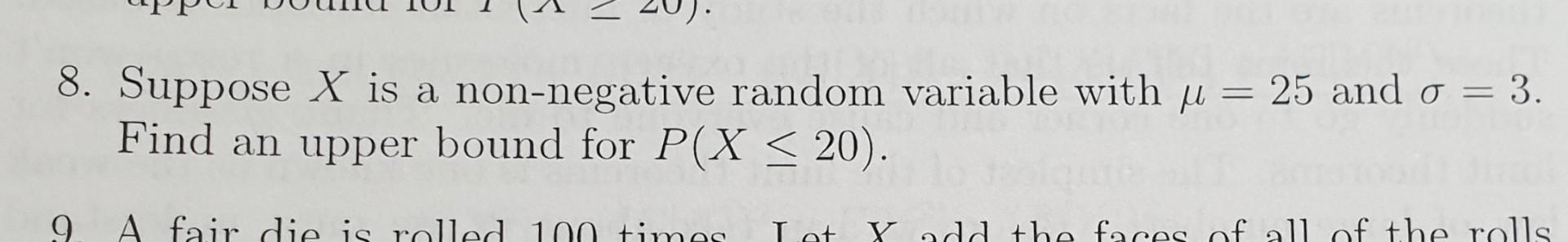 Solved Suppose X Is A Non Negative Random Variable With Chegg