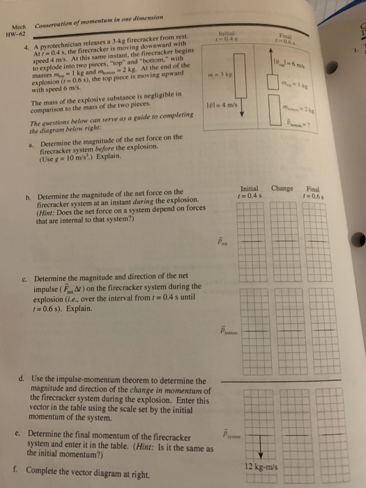 Solved Conservation Of Momentum In One Dimension Mech Hw Chegg