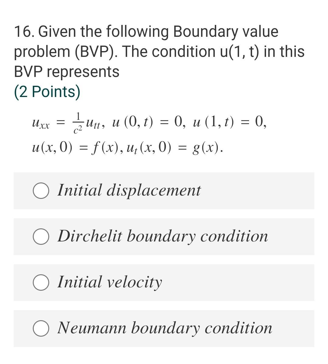 Solved Given The Following Boundary Value Problem Bvp Chegg