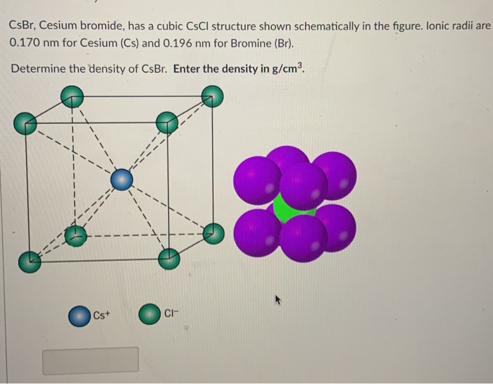 Solved CsBr Cesium Bromide Has A Cubic CsCl Structure Chegg