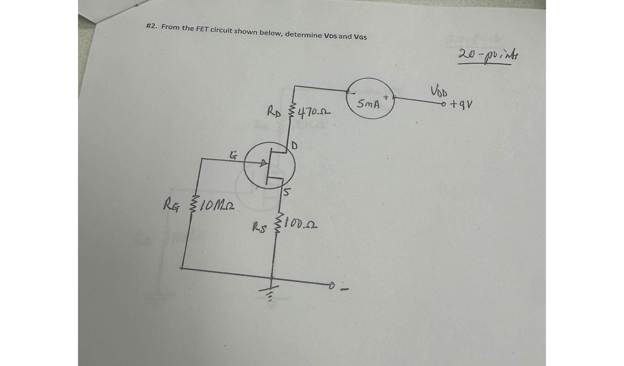 Solved From The Fet Circuit Shown Below Determine Vds Chegg