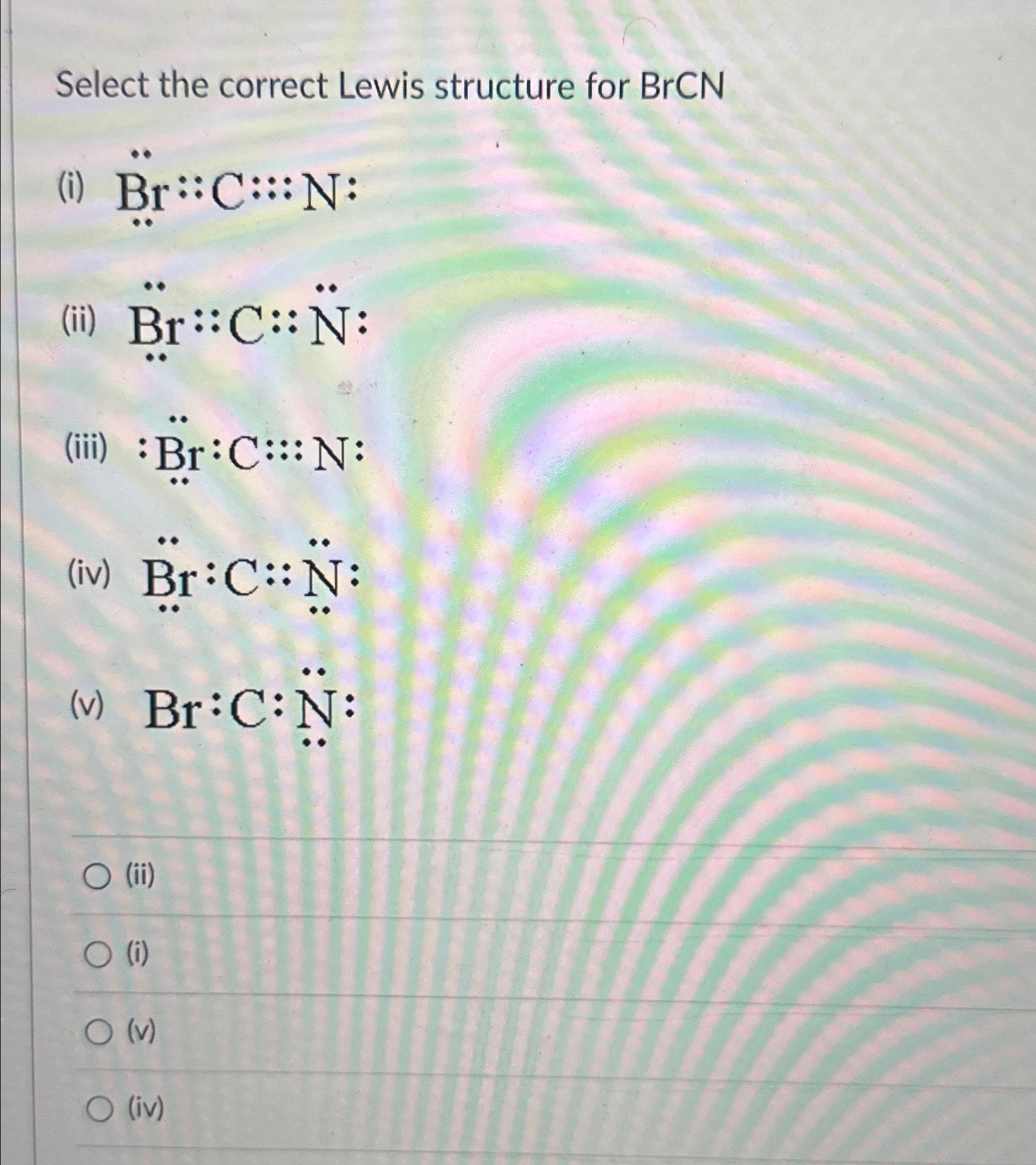 Solved Select The Correct Lewis Structure For Chegg