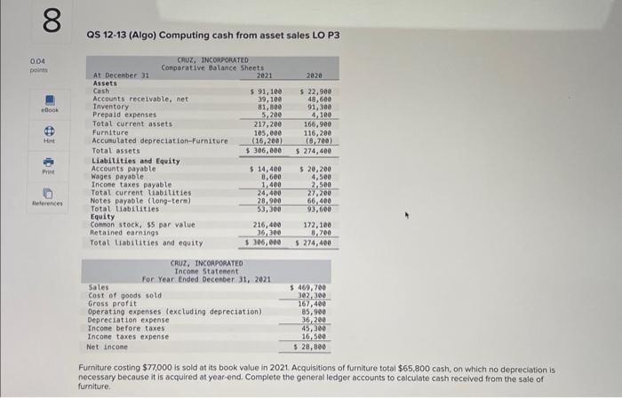 Solved Qs Algo Computing Cash From Asset Sales Lo P Chegg