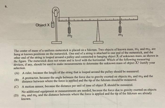 Solved The Center Of Mass Of A Uniform Meterstick Is Placed Chegg