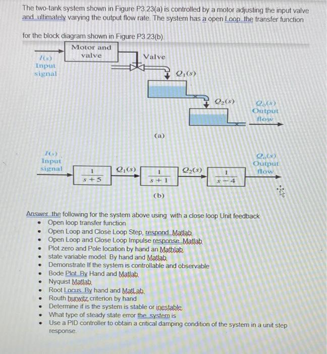 Solved The Two Tank System Shown In Figure P3 23 A Is Chegg