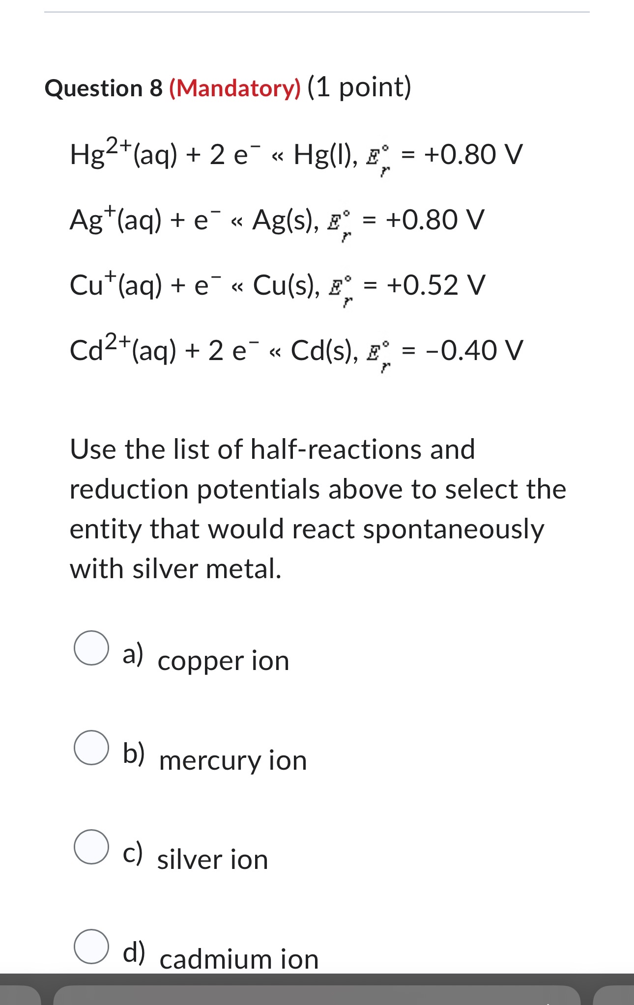 Solved Question Mandatory Chegg