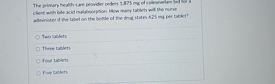 Solved The Primary Health Care Provider Orders Mg Of Chegg