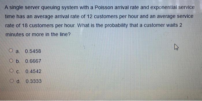 Solved A Single Server Queuing System With A Poisson Arrival Chegg