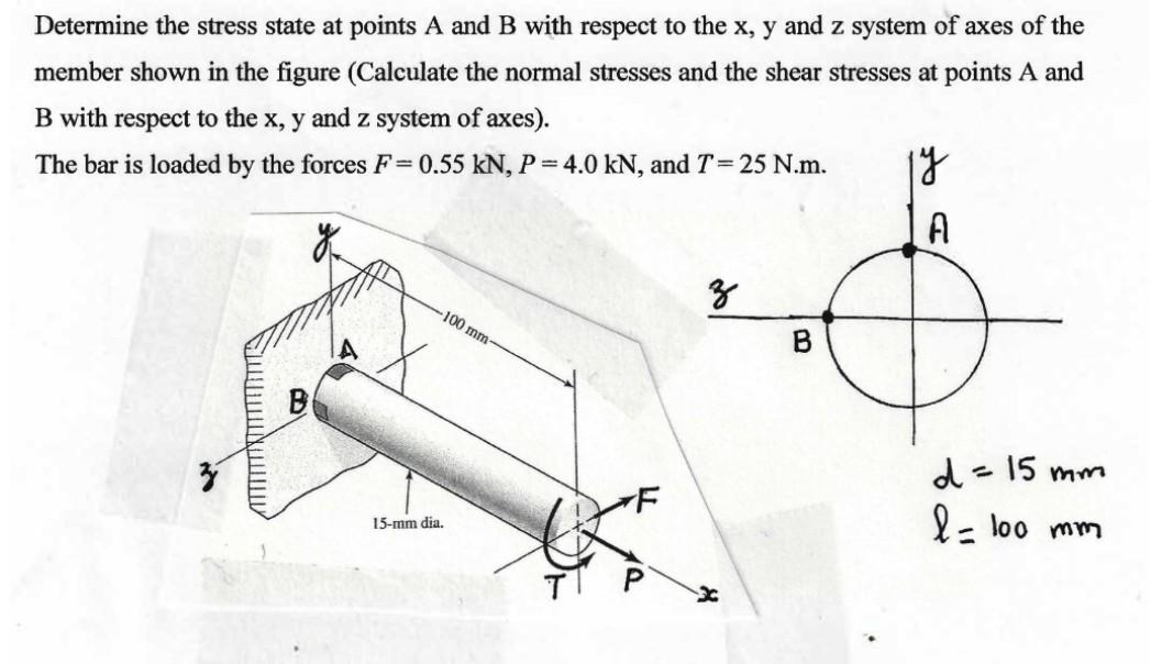 Solved Determine The Stress State At Points A And B With Chegg