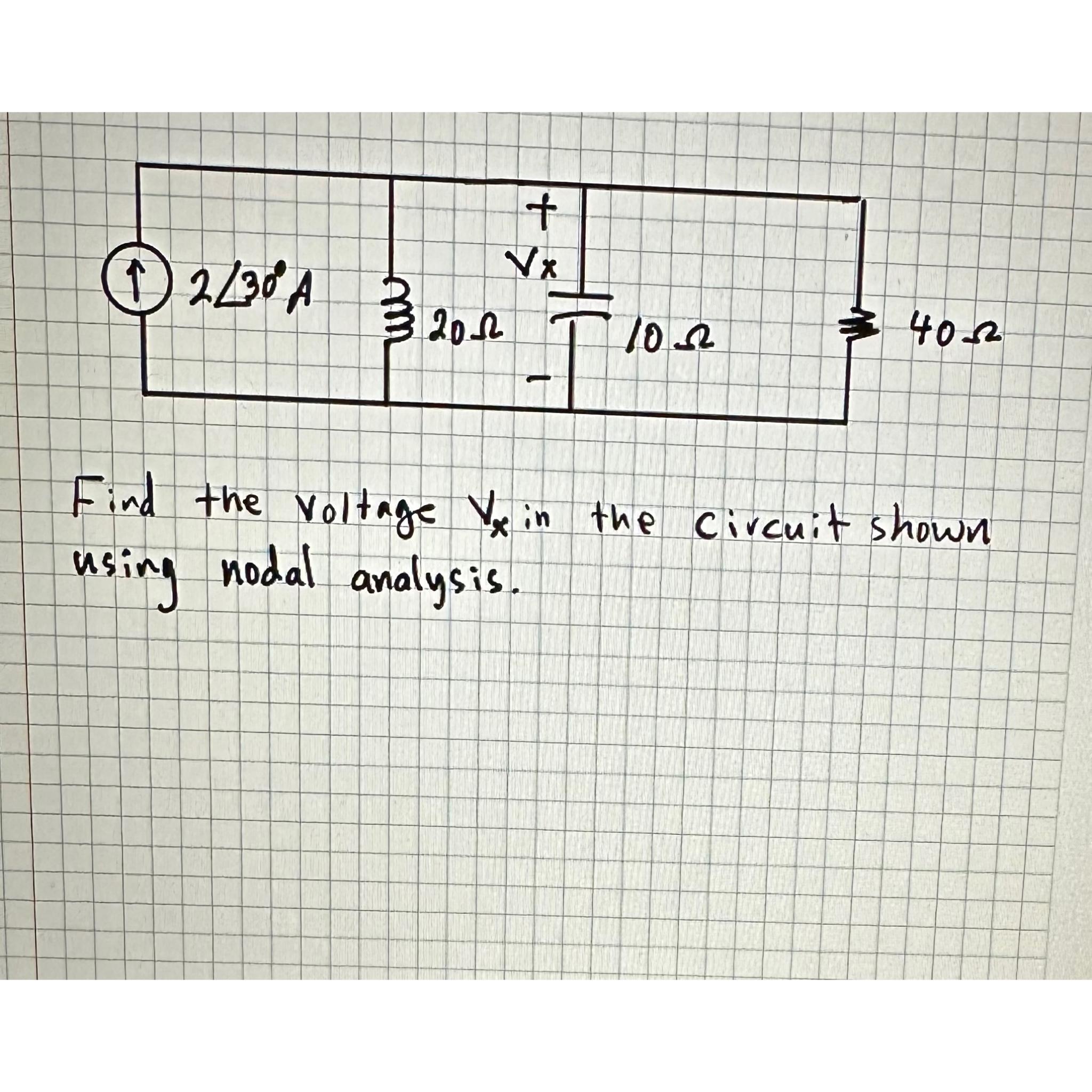 Solved Find The Voltage Vx In The Circuit Shown Using Nodal Chegg