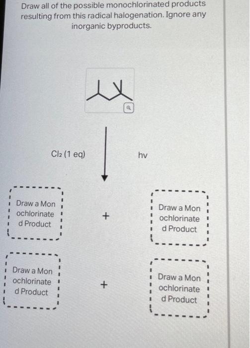 Solved Draw All Of The Possible Monochlorinated Products Chegg