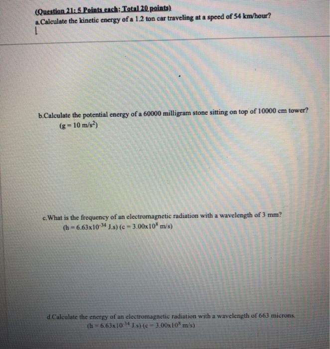 Solved Question 21 5 Peints Each Total 20 Points A Chegg