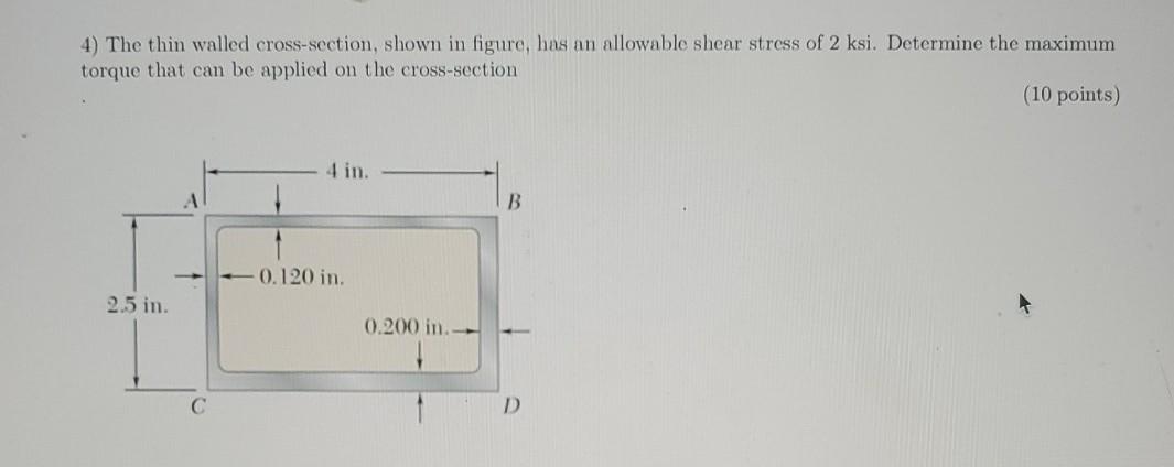 Solved The Thin Walled Cross Section Shown In Figure Chegg