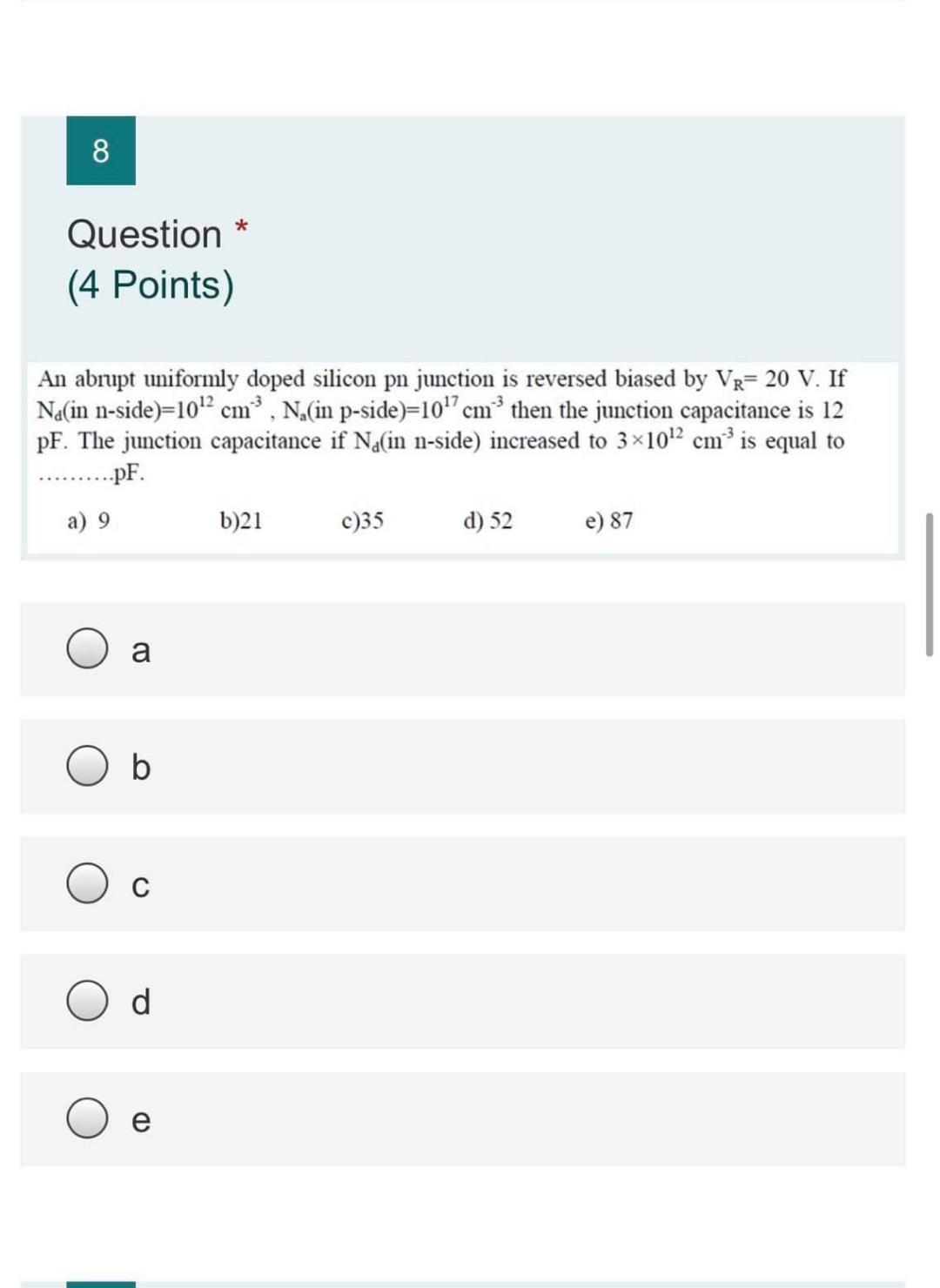 Solved Question Points An Abrupt Uniformly Doped Chegg