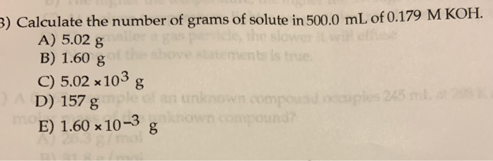 Solved Calculate The Number Of Grams Of Solute In Chegg