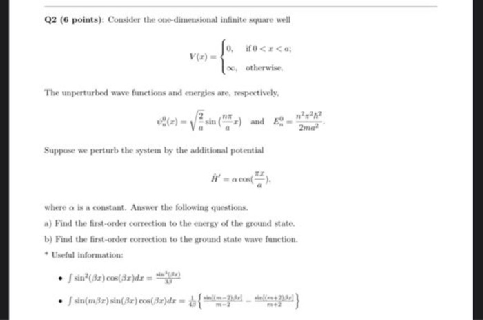 Solved Q Points Consider The One Dimensional Infinite Chegg