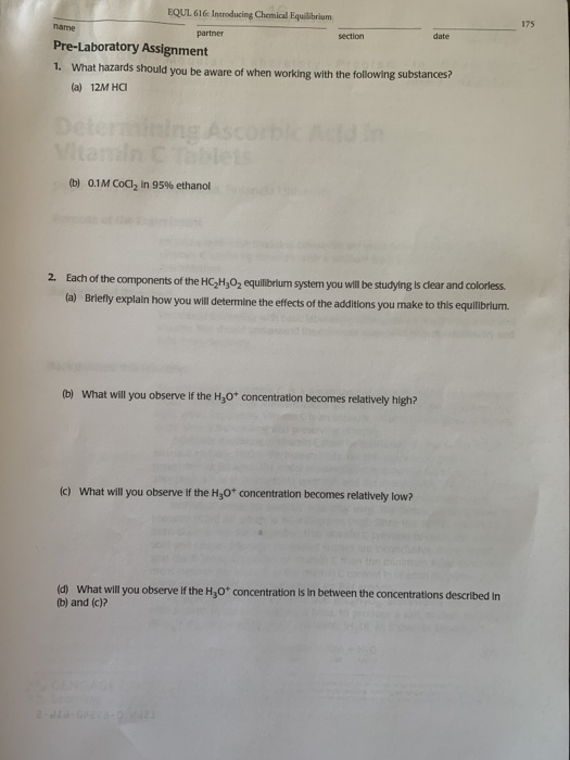 Solved Section Equl Introducing Chemical Equilibrium Chegg