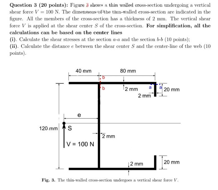 Solved Question 3 20 Points Figure 3 Shows A Thin Walled Chegg