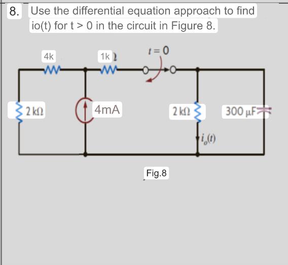 Solved Use The Differential Equation Approach To Find Io T Chegg