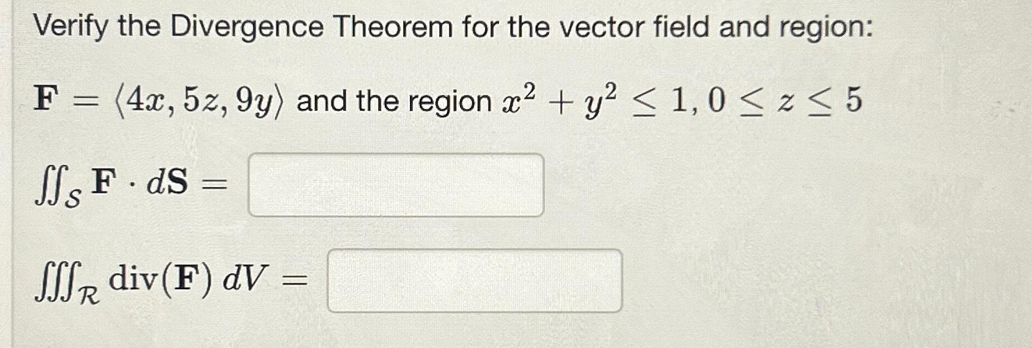 Solved Verify The Divergence Theorem For The Vector Field Chegg