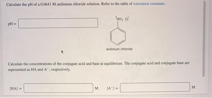 Solved Calculate The PH Of A 0 0641 Manilinium Chloride Chegg