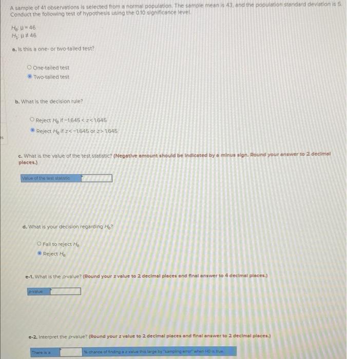 Solved A Sample Of Observations Is Selected From A Normal Chegg