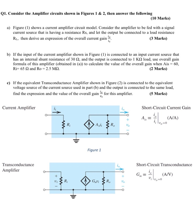 Solved Q1 Consider The Amplifier Circuits Shown In Figures Chegg