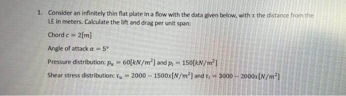 Solved 1 Consider An Infinitely Thin Flat Plate In A Flow Chegg