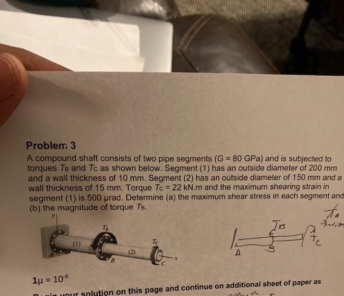 Solved Problem A Compound Shaft Consists Of Two Pipe Chegg