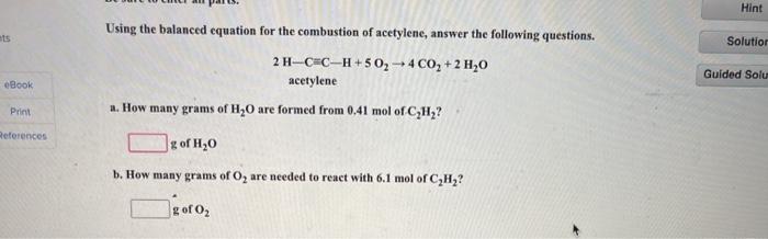 Solved Hint Ats Solution Using The Balanced Equation For The Chegg