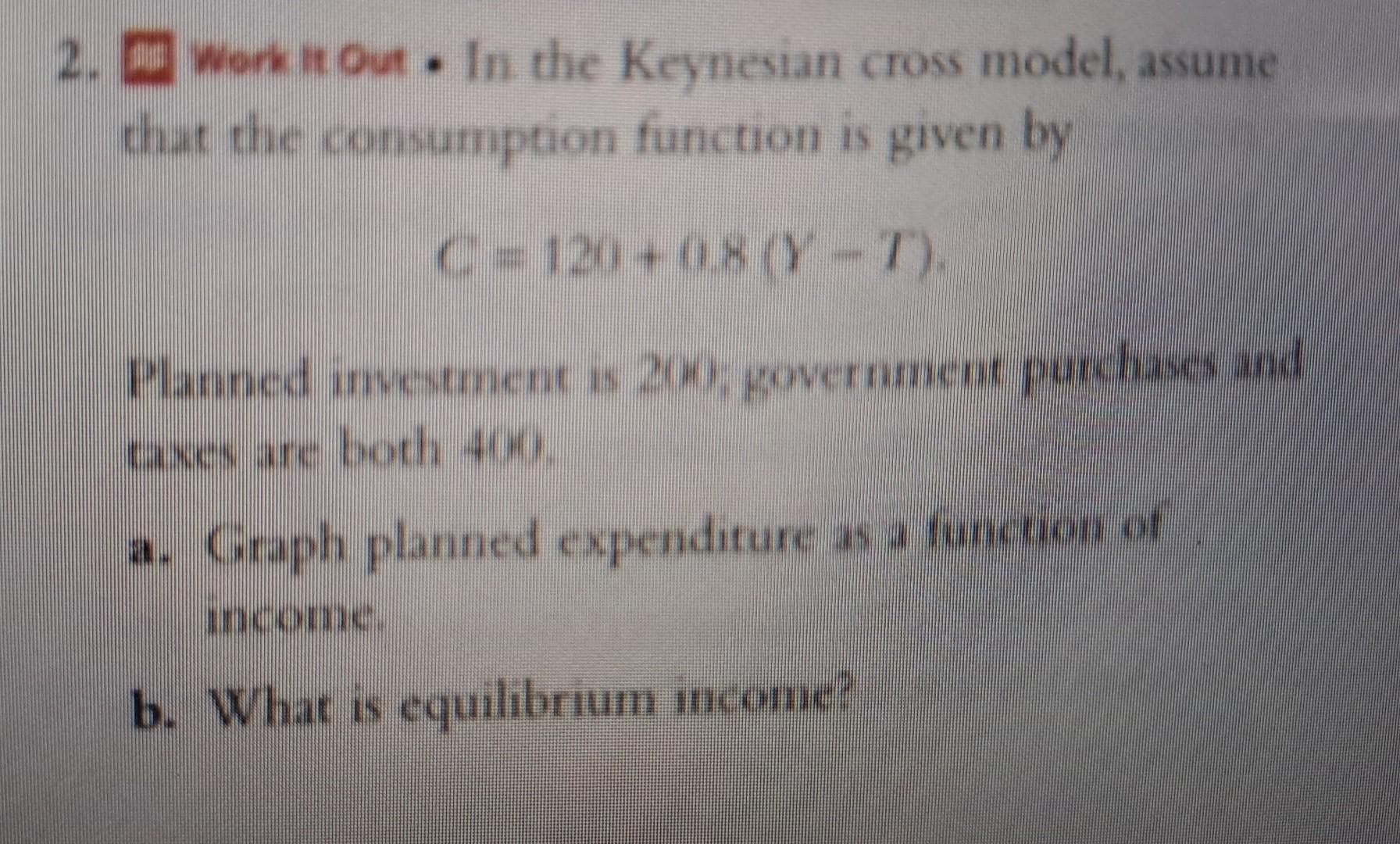 Solved Work It Out In The Keynesian Cross Model Assume Chegg