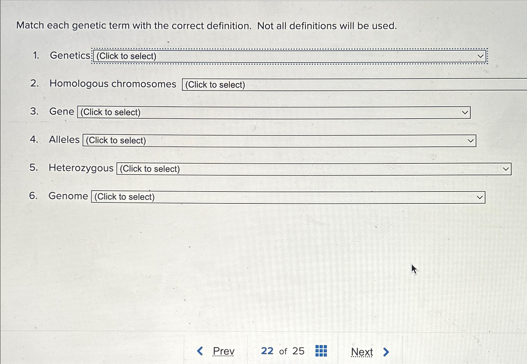 Solved Match Each Genetic Term With The Correct Definition Chegg