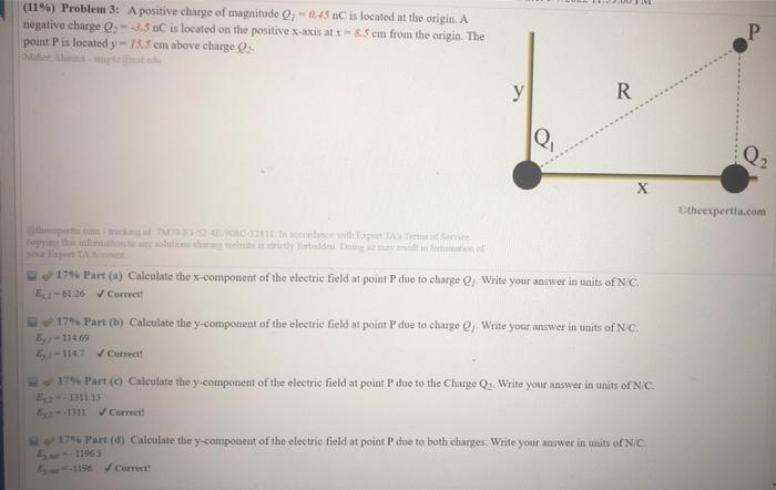 Solved 11 Problem 3 A Positive Charge Of Magnitude Chegg