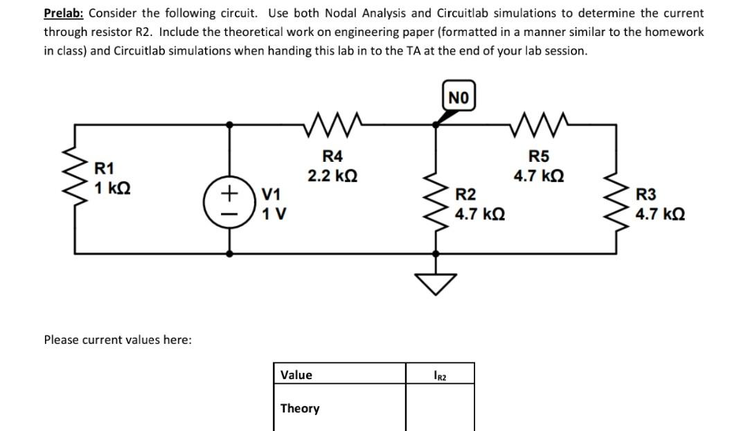 Solved Prelab Consider The Following Circuit Use Both Chegg